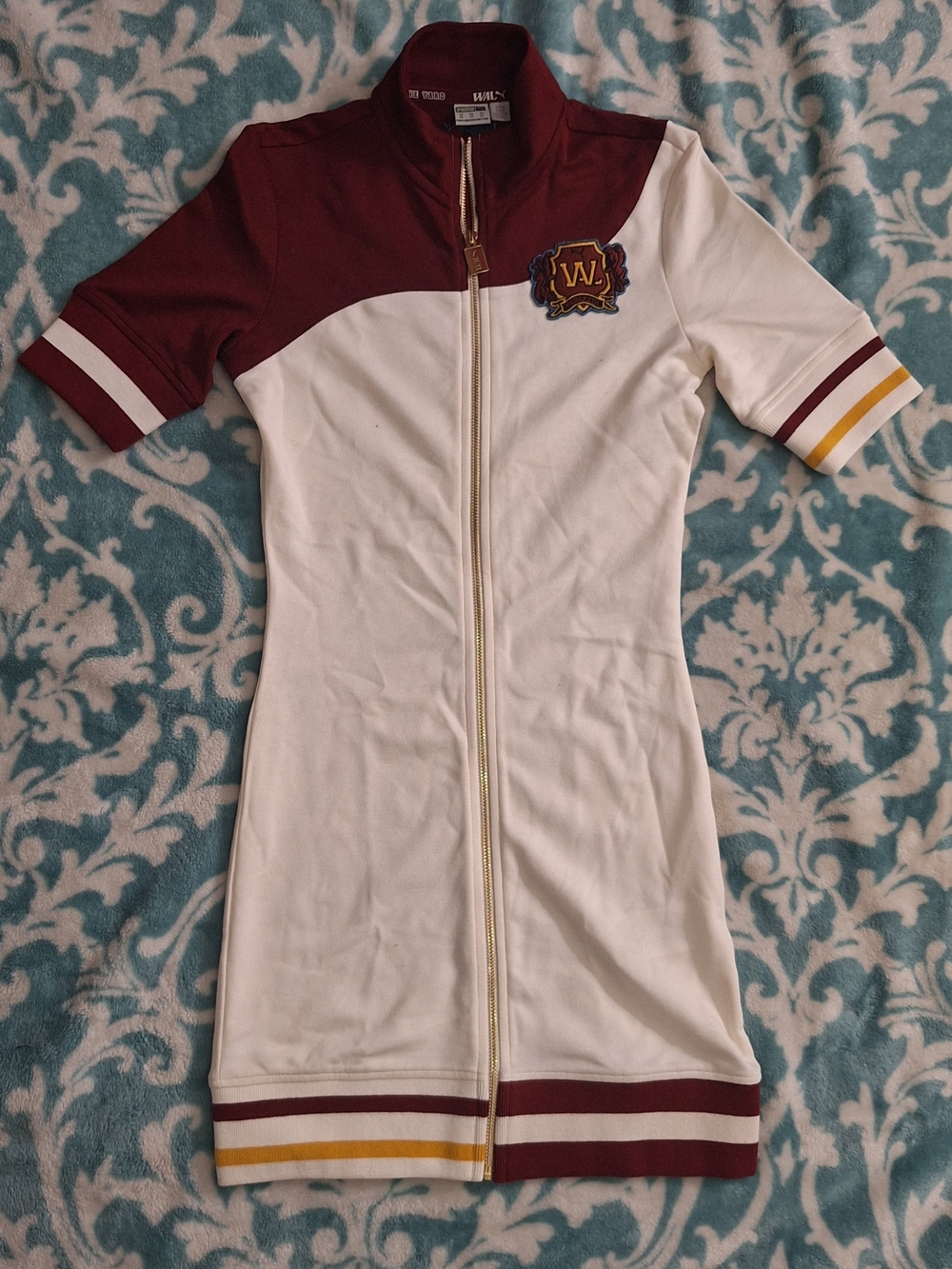 Puma White and Burgundy Crest Patch Polo